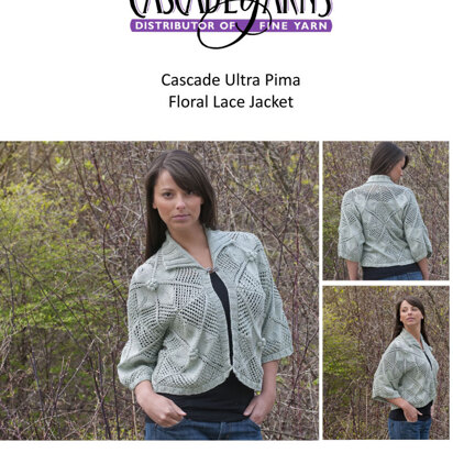 Floral Lace Jacket in Cascade Ultra Pima - DK198 - knitting pattern