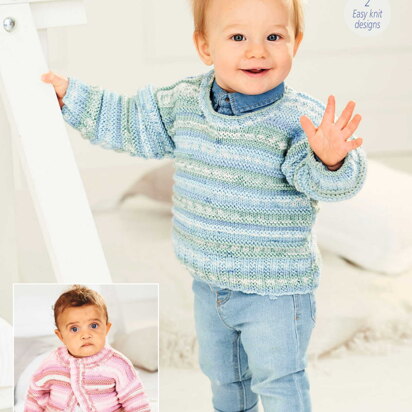 Cardigan and Sweater in Stylecraft Bambino Prints DK - 9846 - Downloadable PDF