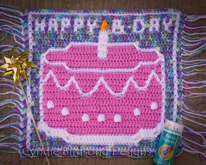 Overlay Mosaic Crochet Square - Birthday Cake