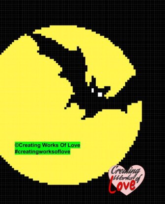Halloween Bat Over Moon C2C Graph