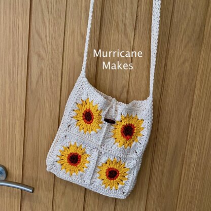 Sunflower Granny Square Bag Crochet Pattern UK and US terms