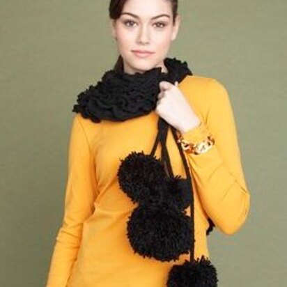 Pom Pom Scarf in Lion Brand Wool-Ease - 60711