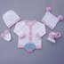 Raya  Baby Cardigan, Hats, Booties & Mitts knitting pattern 18 inch chest size