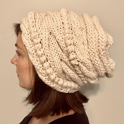Cabled Slouchy Hat - knitting pattern