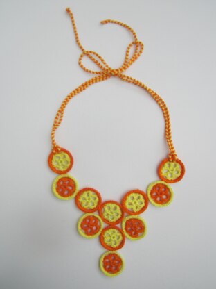 Round Flower Motifs Crochet Necklace