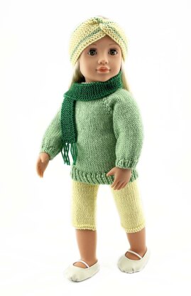 Dolls clothes knitting pattern for 46cm (18") dolls - 19104