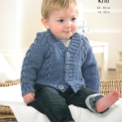 Waistcoat, Cardigan Slipover and Sweater in King Cole Baby DK - 4154 - Downloadable PDF