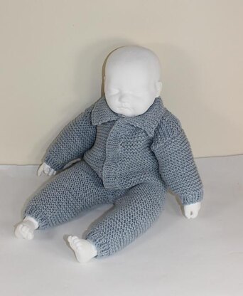 Baby Aran Simple Garter Stitch  Collar Onesie