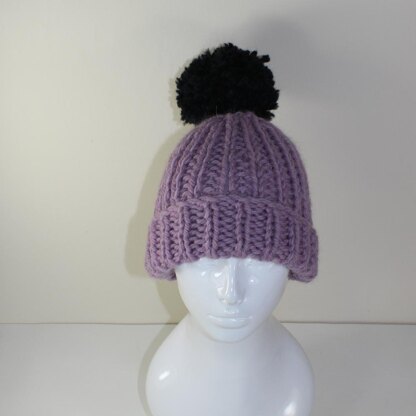 Super Chunky Rib Bobble Beanie Hat