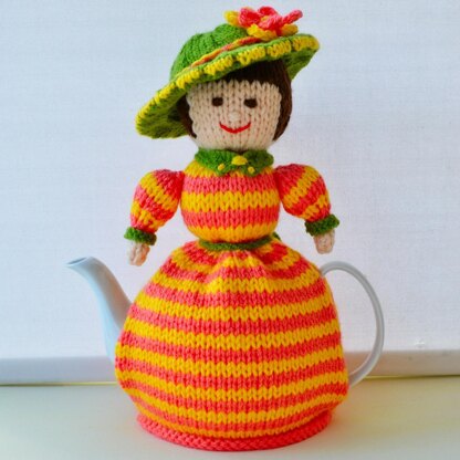 Edwardian Lady 4 Cup Teapot Cosy Knitting Pattern - Novelty Teapot Cosy Knitting Pattern