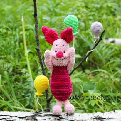 Piglet + balloons pattern (PDF + 5 videos)  Winnie the Pooh