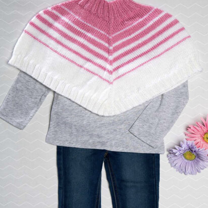 Striped Poncho in Premier Yarns Anti-Pilling Everyday Baby - Downloadable PDF