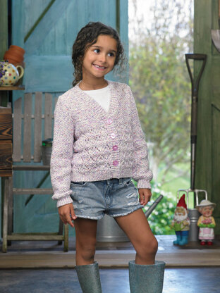 Girls Cardigan in James C. Brett Dotti DK - JB729 - Leaflet