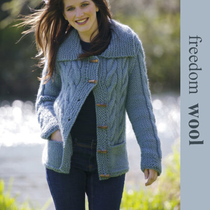 Ladies Knitted Cabled Jacket in Twilleys Freedom Wool - 9102