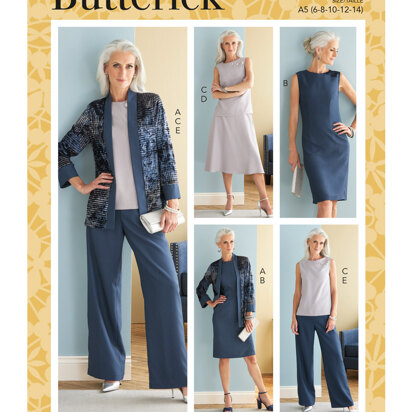 Butterick Misses' Jacket, Dress, Top, Skirt & Pants B6796 - Sewing Pattern