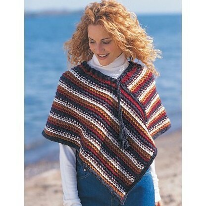 Easy Rustic Stripes Poncho in Patons Shetland Chunky