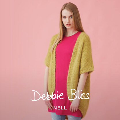 Curved Edge Cardigan - Knitting Pattern For Women in Debbie Bliss Nell by Debbie Bliss