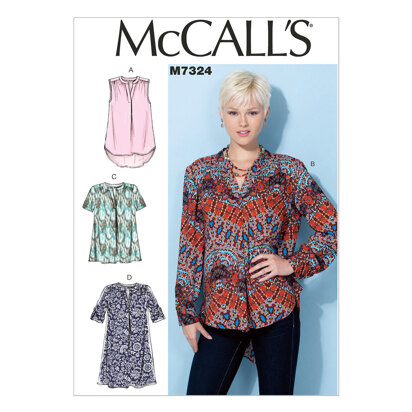 McCall's Misses' Half Placket Tops and Tunic M7324 - Sewing Pattern