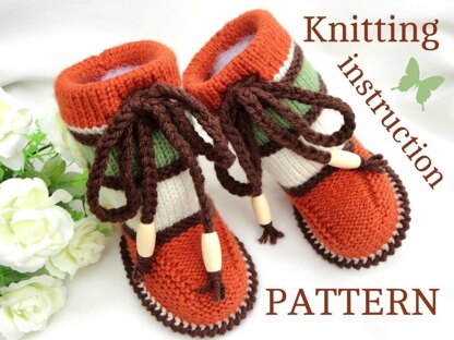 PATTERN Knit Baby Shoes Baby Boy Autumn Forest