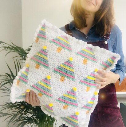 Rainbow Christmas Tree Cushion