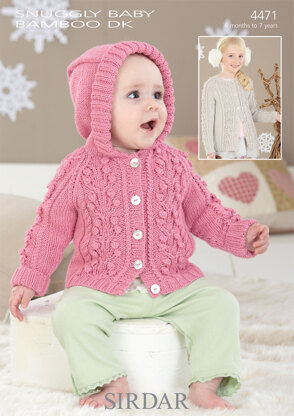 Hooded and Round Neck Cardigans in Sirdar Snuggly Baby Bamboo DK - 4471 - Downloadable PDF