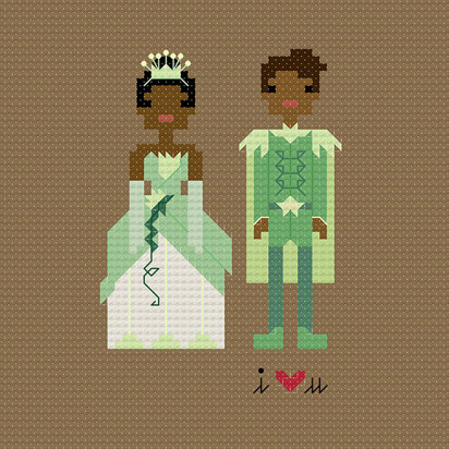 Tiana and Naveen In Love Ball Gown - PDF Cross Stitch Pattern