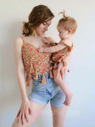 Granny square cotton top "MEXICO" crochet pattern