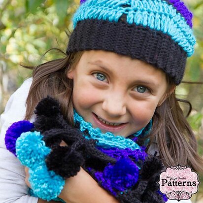 Slouchy Beanie and Pom-Pom Fringe Scarf