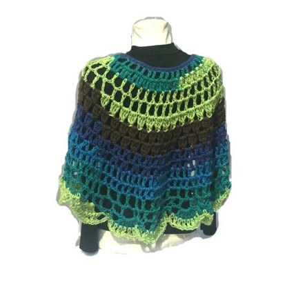 Peacock Crochet Poncho Pattern