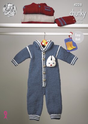 Outdoor Suit, Jacket, Hat & Top in King Cole Chunky - 4228 - Downloadable PDF