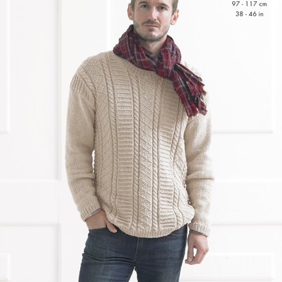 Textured Sweaters in King Cole Big Value Recycled Cotton Aran - 4144 - Downloadable PDF