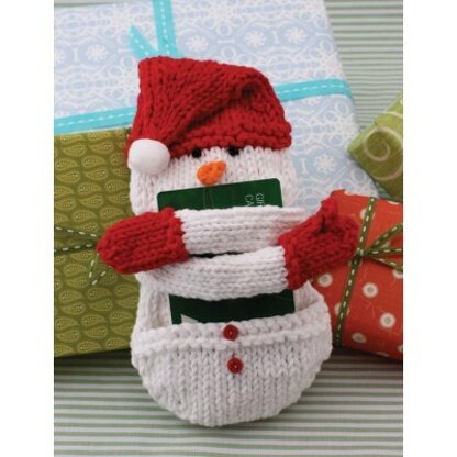 Knit Snow Man Gift Card Cozy in Lily Sugar 'n Cream Solids - Downloadable PDF