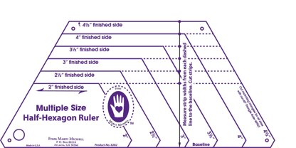 Marti Michell Ruler Half Hexagon Multi Size Quilting Template