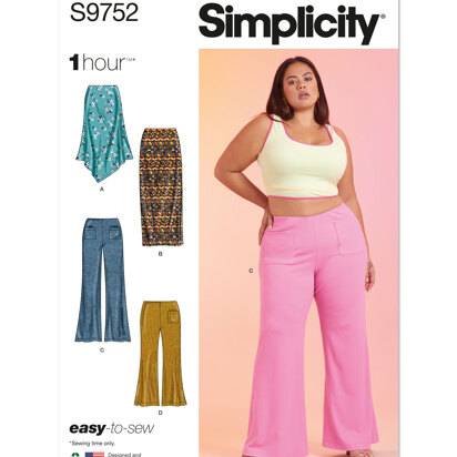 Simplicity Women's Knit Skirts and Pants in Two Lengths S9752 - Sewing Pattern