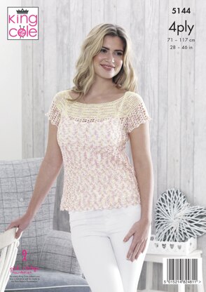 Tops in King Cole Giza 4Ply & Giza Cotton Sorbet- 5144 - Downloadable PDF