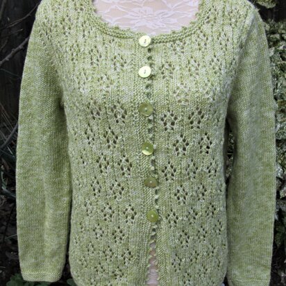 Cardigan with Alternating Lacy Medallions