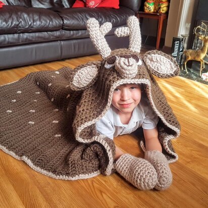 2in1 Woodland Deer Fawn Hooded Blanket Crochet Pattern