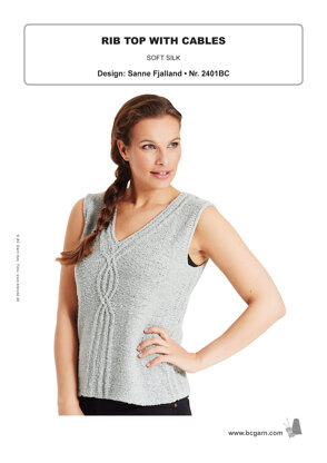 Rib Top with Cables in BC Garn Soft Silk - 2401BC - Downloadable PDF