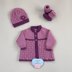 Leah 18 inch chest 3-6mths Baby cardigan, Hat  & Booties knitting pattern