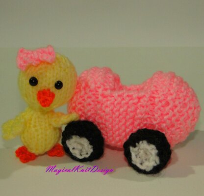 Lola on her egg-shaped car