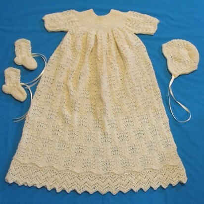 Feathered Lace Christening Gown