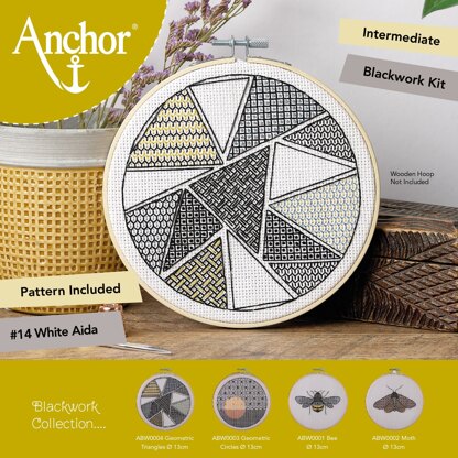 Anchor Blackwork - Geometric Triangles Embroidery Kit - 13 cm