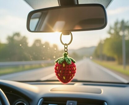 Crochet Strawberry Keychain Pattern – PDF + Video Tutorial