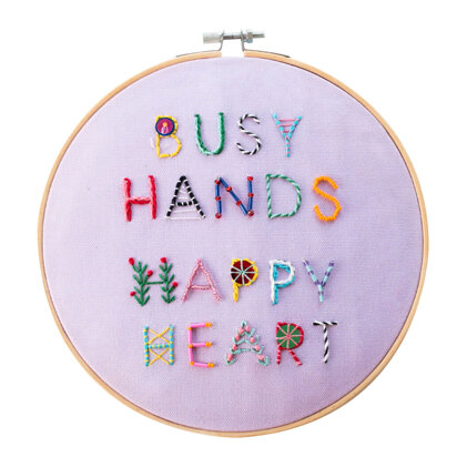 Cotton Clara BUSY HANDS HAPPY HEART Cross Stitch Kit - 20cm