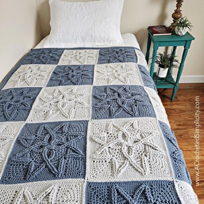 Cabled Blooms Crochet Blanket