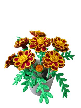 Crochet French Marigold flowers