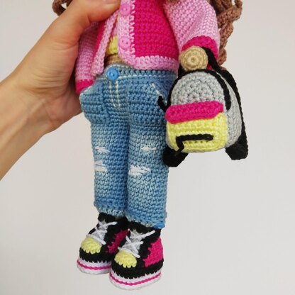 Crochet amigurumi doll pattern, Astrid amigurumi doll with clothes pattern (English, Deutsch, Français)