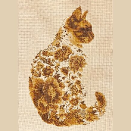 Cat Silhouette:  Orange - Counted Cross-stitch #7