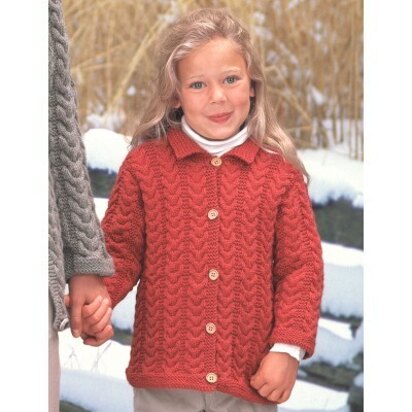 Girl's Cuddly Cables Cardigan in Patons Classic Wool Worsted - knitting pattern