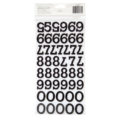 American Crafts Thickers Sprinkles Numbers Chipboard Black Glitter (99 Piece)